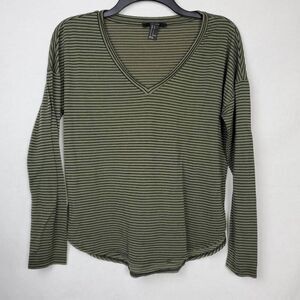 Forever 21 Size Small Green/Black Stripe Top